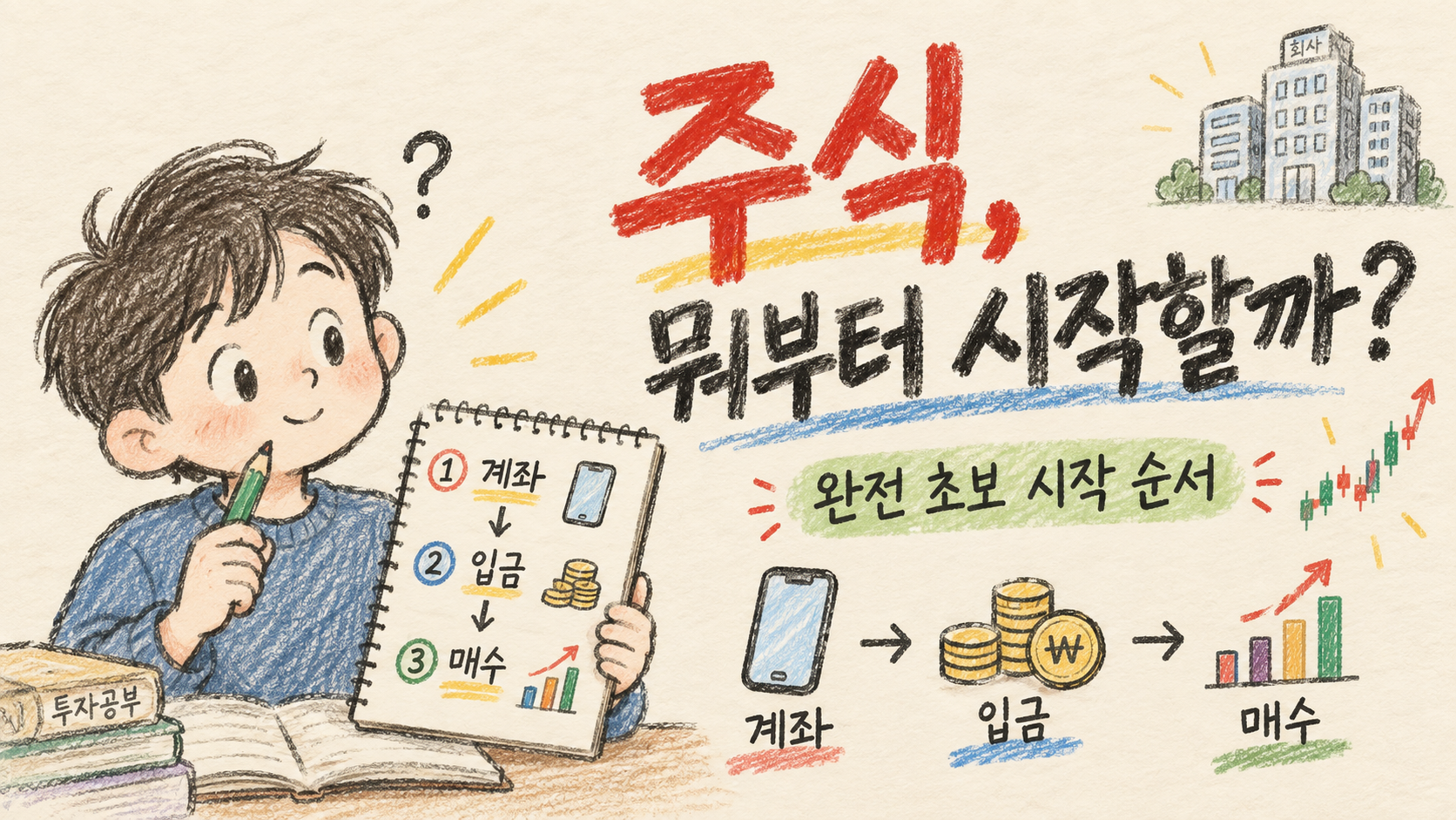 주식 초보자가 증권사 선택부터 계좌 개설, 입금, 주문까지 첫 시작 순서를 배우는 주식 Q&A Q002 대표 이미지