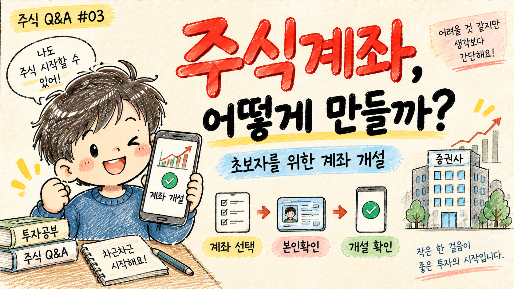 주식 초보자를 위한 증권계좌 개설 방법을 설명하는 주식 Q&A Q003 대표 이미지