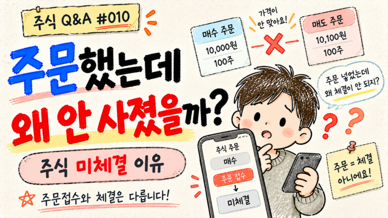 주식 주문을 넣었지만 체결되지 않는 이유를 설명하는 주식 Q&A Q010 대표 이미지