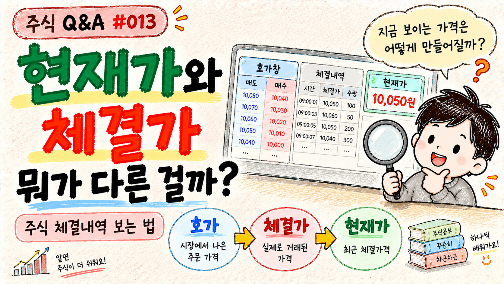 현재가와 체결가의 차이를 설명하는 주식 Q&A Q013 대표 이미지