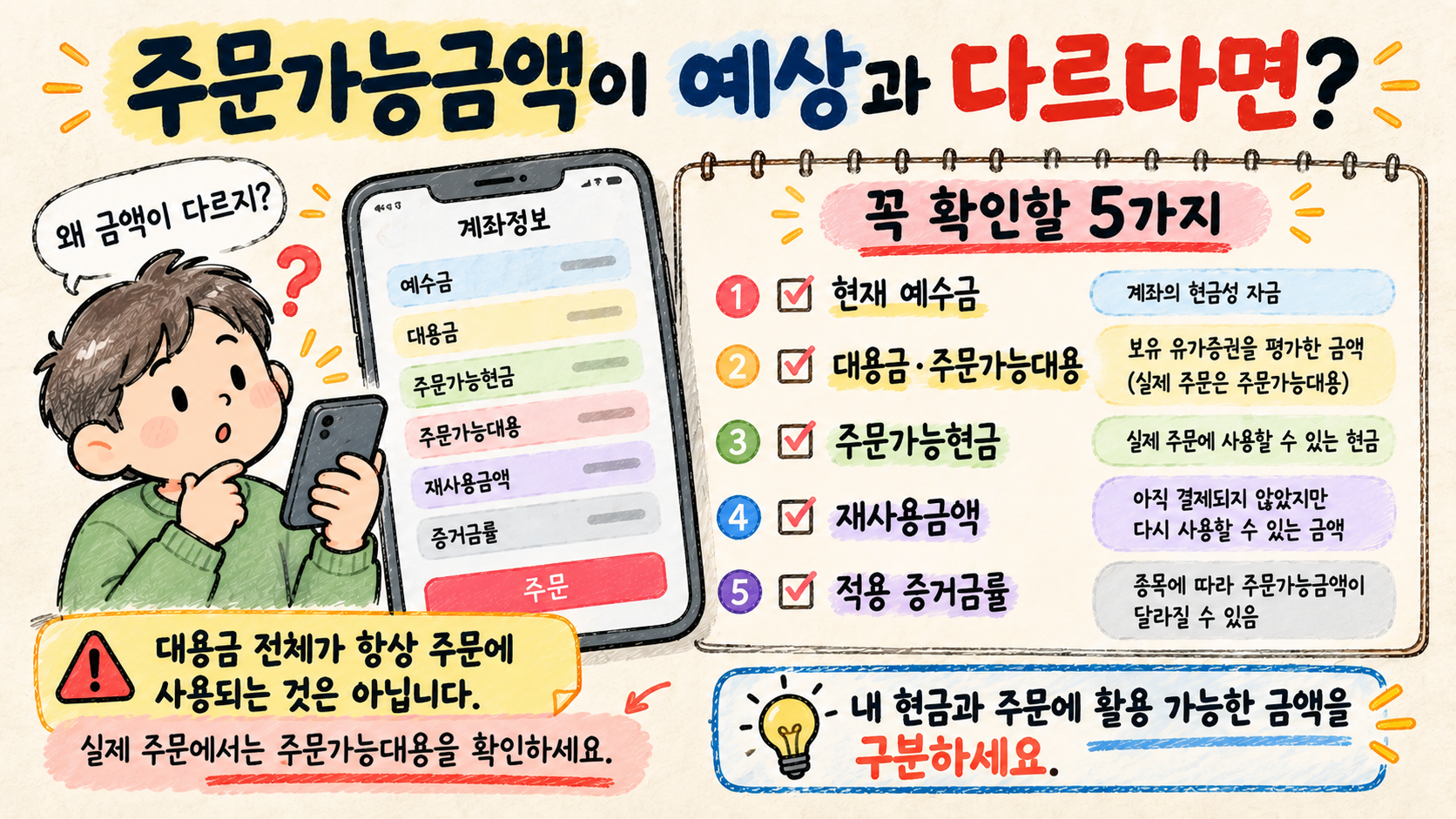 주식 주문가능금액 확인 시 예수금 주문가능대용 주문가능현금 재사용금액 증거금률을 확인하는 방법