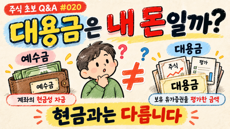 주식 대용금과 예수금의 차이를 설명하는 주식 초보 Q&A Q020 대표 이미지