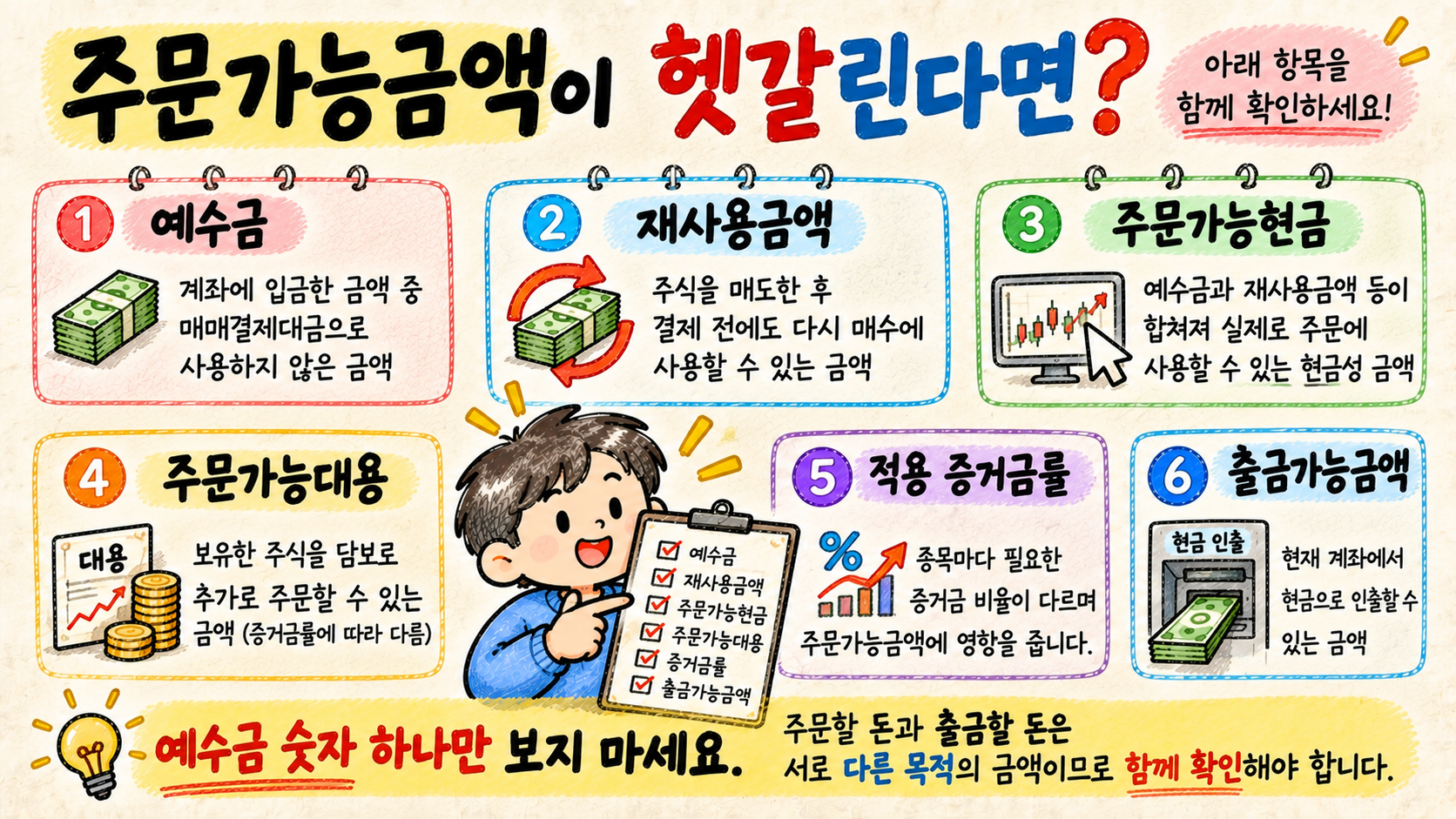 주식 매도 후 예수금 재사용금액 주문가능현금 주문가능대용 증거금률 출금가능금액을 확인하는 체크리스트